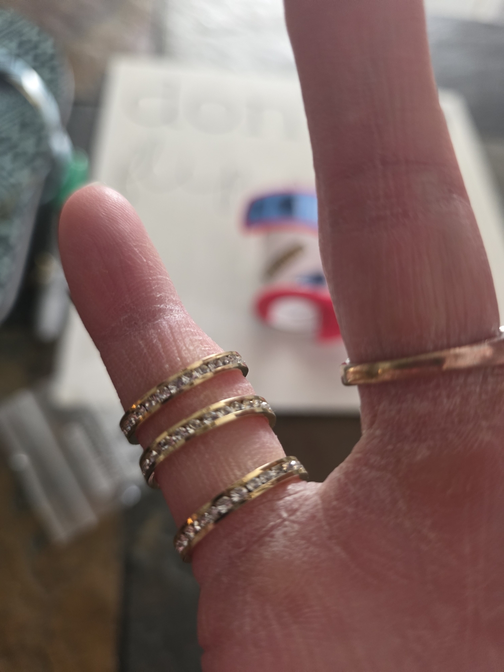 Gold-Tone Multi-Row Crystal Stackable Ring - Picture 4 of 4